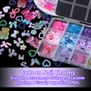 3D Candy Bear Nail Charms, 10 Styles Cartoon Bears Nail Charms, Mix Assorted Pink Blue Purple Acrylic Flowers Butterfly Bowknots Heart Pearls Cute Nail Charms for Nail Art DIY Decor with Pickup Tools