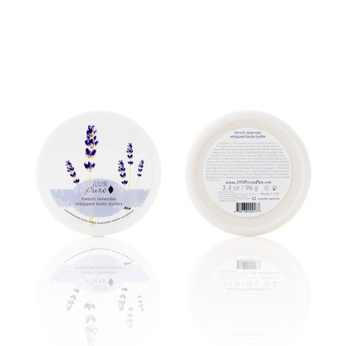 100% PURE French Lavender Whipped Body Butter, Body Lotion for Dry Skin, Made with Shea Butter, Cocoa Butter, Moisturizing Body Cream, Natural Lotion - 3.4 oz