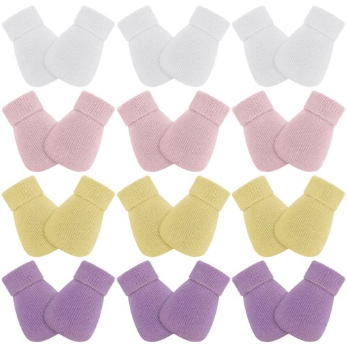 12 Pairs Baby Preemie Mittens Preemie Gloves No Scratch Baby Mittens Newborn Preemie Baby Mittens Cotton Gloves for Preemie Newborn Girls Boys Premature Infant Toddler (Cute Color)