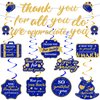 We Appreciate You Decorations Navy Blue Gold Thank You Banner Appreciate Hanging Swirls Thank You For All You Do Decor for Teacher Doctor Nurse Employee Staff Graduation Appreciation Party Supplies