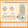 Full Shine Weft Hair Extensions Human Hair Platinum Blonde Sew In Real Hair Extensions Blonde Hair Weft Extensions Remy Human Hair Blonde Full Head 105G 24 Inch Human Hair Weft Sew In Extensions