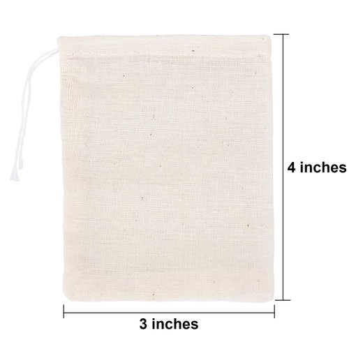 Tatuo 200 Pack Muslin Bags Burlap Bags Muslin Drawstring Bags Sachet Bag Multipurpose Drawstring Bags for Tea Jewelry Wedding Party Favors Storage