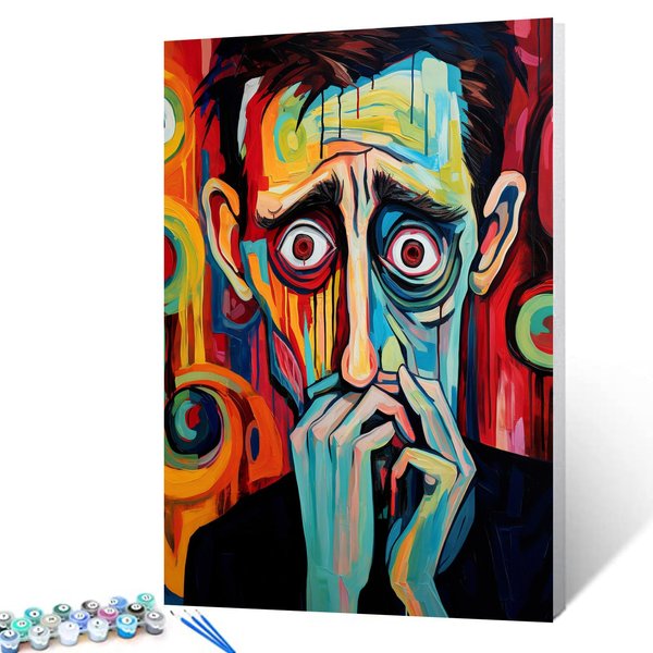Graffitic Men Paint by Numbers Kits with Brushes and Acrylic Pigment an Exaggerated Character Oil Painting for Adults,Character Portraits Arts Crafts Project Home Decor Pop Art 16''x20''(Framedless)