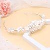 Oriamour Bridal Headband With Pearls Leaves Design Wedding Headbands For Women Girls Bridal Headpiece For Birthday Prom Parties (Silver)