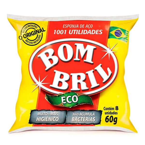 Bombril Stainless Steel Scouring Pads 8 Pads 60g (PACK 2)