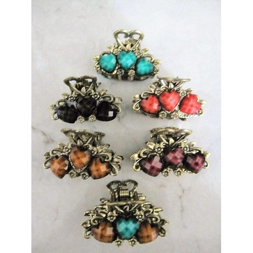 Generic Jeweled antique bronze hair claw clip with crystals (Secondary color: Purple), 1 Count (Pack of 1)