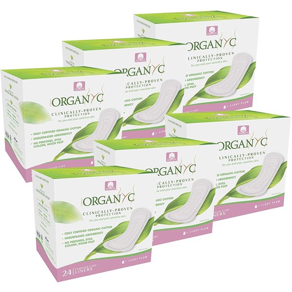 Organyc 100% Certified Organic Cotton Folded Panty Liner - Everyday Sanitary Pad, Free from Wood Pulp, Perfumes, SAP and Chemicals, Light Flow (144 Count)