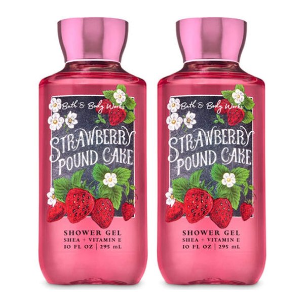 Bath and Body Works Strawberry Pound Cake Shower Gel 10 Oz 2 Pack (Strawberry Pound Cake)