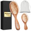 Beauntangly Hair Brush Set, Natural Bamboo Bristles Hairbrush for Hair Growth, Mini Brush for Women Men Kids Thick Curly Thin Long Short Wet Dry Hair No More Tangle, Detangling Massaging Scalp
