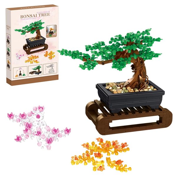 Vamuss 3-In-1Le-go Bonsai Tree Building Set,Cherry Blossom Tree Building Set,DIY Plant Model Botanical Collection Design Kit for Adults,Creative Gift for Home Décor and Office Art