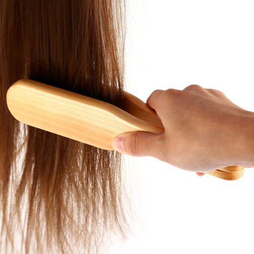 Boar Bristle Clamp Hair Brush, Double Sided Brush Clamp Straightener,Professional Hair Straightening Comb Styling Tools,with Wooden Handle