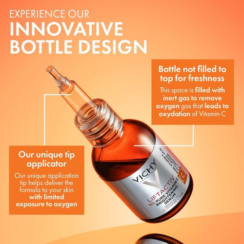Vichy LiftActiv Vitamin C Serum For Face, Brightening Serum With 15% Pure Vitamin C + Hyaluronic Acid + Vitamin E, Reduces Fine Lines, Smooths Skin Texture, Improves Radiance, Anti Aging Serum