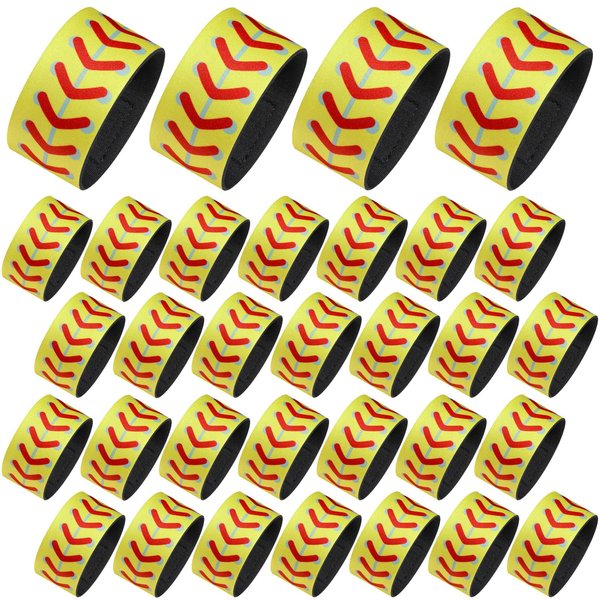 Crowye 32 Pcs Softball Sleeve Holders Yellow with Red Stitching Sleeve Shoulder Straps for Shirts Softball Shirt Ties for Sleeves Ball Sleeve Clips Sports Accessories Gifts for Women Girls Men Boys