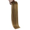 Sunny Balayage Human Hair Sew in Extensions Brown Blonde Weft Human Hair Extensions Ombre Brown Sew in Hair Extensions Human Hair Balayage Chestnut Brown Ombre Platinum Blonde 16inch 100g