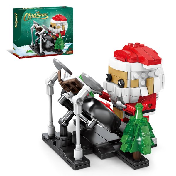 KAZI Santa Claus Building Toys for Kids,A Santa Claus Playing Drum,Indoor Christmas Decorations for Tabletop & Home,Christmas Party Favors, for Boys Girls Ages 8+