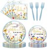 96PCS Wildflower Baby Shower Plates and Napkins Party Supplies A Little Wildflower Is On The Way Party Decorations Wildflower Disposable Tableware Set Serve 24 Guests