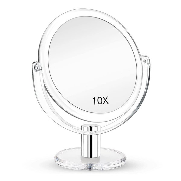 Fabuday Magnifying Makeup Mirror Double Sided, 1X 10X Magnification Mirror, Table Top Vanity Mirror, Transparent