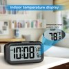 Peakeep Night Light Digital Alarm Clock Battery Operated with Indoor Temperature, Desk Small Clock (Black)