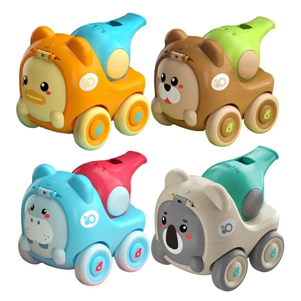 weilishun 4-Pack Baby car Toy, 2 3 4 Year Old Little boy Girl Toys Birthday Gift with Whistling Mini Pull Back Cars for Kids