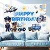 Policeman Happy Birthday Backdrop Banner Cartoon Police Car Helicopter Dog Police Theme Background Decor for Kids Boys Girls Birthday Party Favors Decorations Supplies 72x43in-BECKTEN