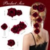 Waydress 12 Pieces Rose Flower Hair Clip Rose Bridal Hair Pins Rose Brooch Wedding Hair Accessories for Women Party Flamenco Dancer