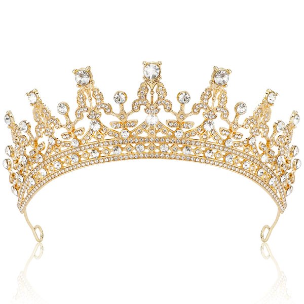 TOBATOBA Gold Tiara and Crown for Women Birthday Queen Crown Headband for Women Princess Crowns for Women Rhinestone Metal Tiara for Quinceanera Prom Pageant Bridal Halloween Costume Mother's Day Gift