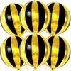 Big, 22 Inch Black and Gold Balloons - Pack of 6, Black and Gold Party Decorations | 360 Degree 4D Sphere Round Gold Black Metallic Balloons for Disco Party Decorations | Hollywood Party Decorations