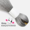WUDAS Gray Braiding Hair 24 Inch Long Pre Stretched Hair Straight Yaki Texture Synthetic Hair Extensions Softness, 2 Packs