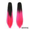 iLUU Ombre Synthetic Hair Ponytail Extensions Natural Black to Pink Color Two Tone Claw in Ponytail Hair Extensions Long Straight Hairpiece 24" 130G/Set Pony Tail 1BTPink