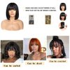 NICMISS Short Bob Wig Human Hair With Bangs None Lace Front Wigs 10 Inch Machine Made Brazilian Virgin Straight Bob Wigs for Black Women Human Hair Glueless Black