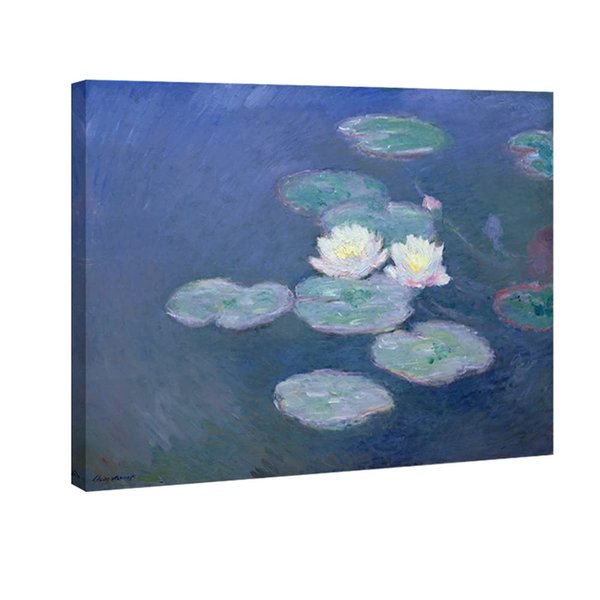 Wieco Art Water Lilies Canvas Prints Wall Art of Claude Monet Famous Floral Oil Paintings Reproduction Stretched and Framed Classic Flower Pictures Giclee Artwork