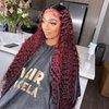 Aikebi Omber Burgundy Curly Human Hair Wig Lace Frontal Closure Deep Human Hair Wig Pre Plucked Pre Cut Lace Frontal Closure Glueless Wigs Elastic Band 200% Density
