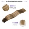 Sindra Hair Extensions Real Human Hair Clip ins 14Inch Balayage Dark Brown Ombre Light Brown Blonde Clip in Hair Extensions Real Human Hair Remy Straight For Woman 100G 6Pcs(clip#3/8/22-14inch)