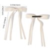 Parcce 4 PCS Tassel Ribbon Bowknot Hair Clips With Long Tail for Women Girl Teens Kids, Solid Holder Fashion Bow Bowknot Hair Accessories Headwear Barrettes Claw(Black&Beige)