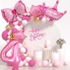 Princess Balloons for 4th Birthday Decorations Girl, Pink Birthday Balloon Pink Number 4 Balloons Foil Balloon for Princess Birthday Party Decorations Supplies