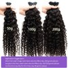 Kinky Curly I Tip Hair Extensions Human Hair for Black Women 20Inch Microlink Hair Extensions Brazilian Virgin Hair Curly I Tip Human Hair Extensions Cold Fusion Stick Tip Extension 50g/50Strands