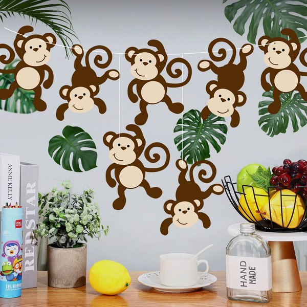 Qunclay Monkey Cutouts Jungle Party Decorations Monkeys Birthday Party Supplies Paper Safari Hanging Print Wall Decor for Party Supplies