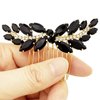 BETITETO Bridal Hair Comb Emerald Green Crystal Wedding Hair Piece Pin Accessories for Women Girls Party (Black)