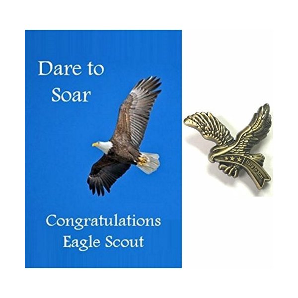 Aquinas Eagle - Scout Congratulations Card and Pin Dare to Soar Gift Set for Eagle Scout