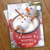 Cocoa Snowman Holiday Card Pack / 25 Winter Wishes Cards Set/Hot Chocolate Marshmallows Design With Inside Verse / 4 5/8" x 6 1/4" Christmas Cards With White Envelopes