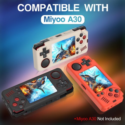 SKRVGOJFG Miyoo A30 Silicone Case, Anti-Slip, Shock Proof, Soft Protective Case for Miyoo A30 Retro Handheld Game Console with Lanyard - Orange