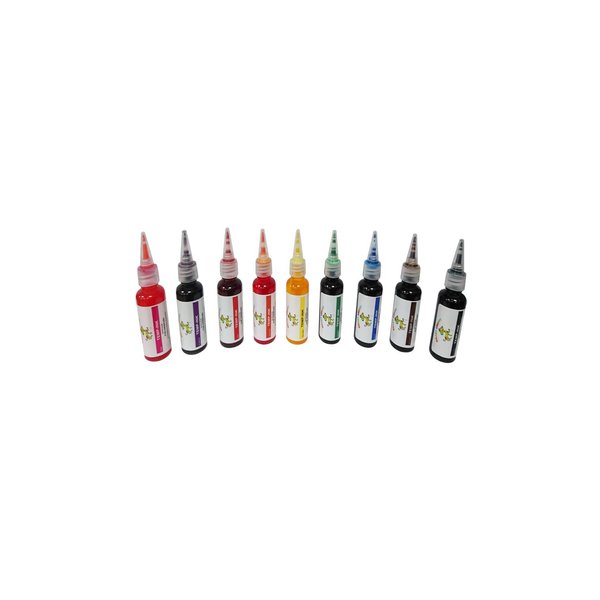 9 Color Temporary Tattoo 1 Ounce Airbrush Paint Body Ink Set
