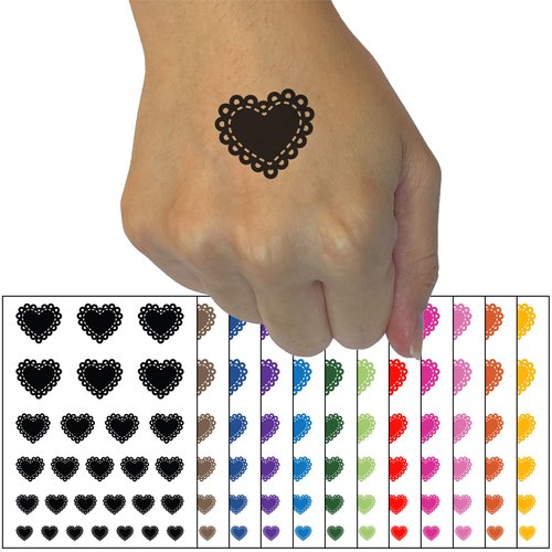 Fancy Heart Doily Love Valentine's Day Temporary Tattoo Water Resistant Fake Body Art Set Collection - Light Green (One Sheet)