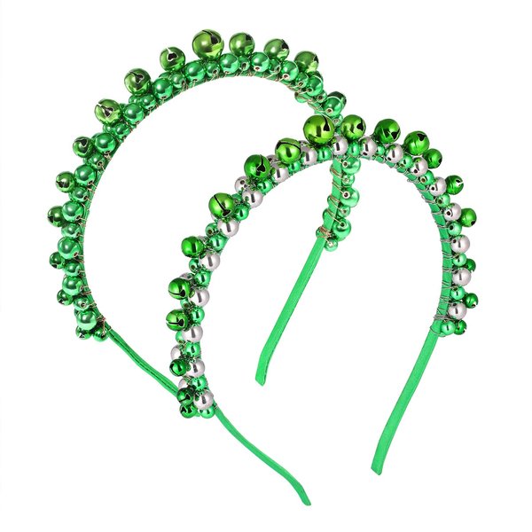 HEIDKRUEGER St. Patrick's Day Headband for Women Girls Green Bells Headbands Fashion Beaded Irish Holiday Hair Hoop Headwear 2Pack