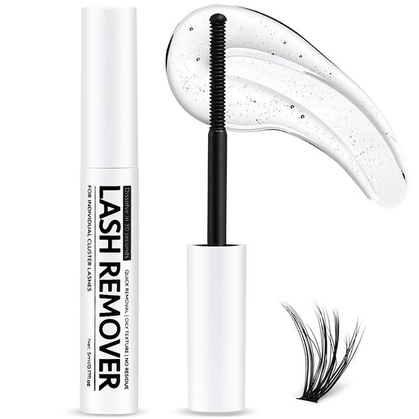 Miuffue Eyelash Glue Remover 5ML Cluster Lash Remover, Lash Remover for Individual Cluster Lashes, Lash Bond, and False Eyelash Wispys, Gentle Non-irritating Mascara Wand Eyelash Extension Remover