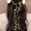 Flower Crown Headband Rose Wreath Garland Hair Bands Floral Wedding Bridal Hair Hoop Women Ladies Leaf Vine Party Decoration Headdress Headwear Christmas Handmade Headpiece Hair Accessories Blue