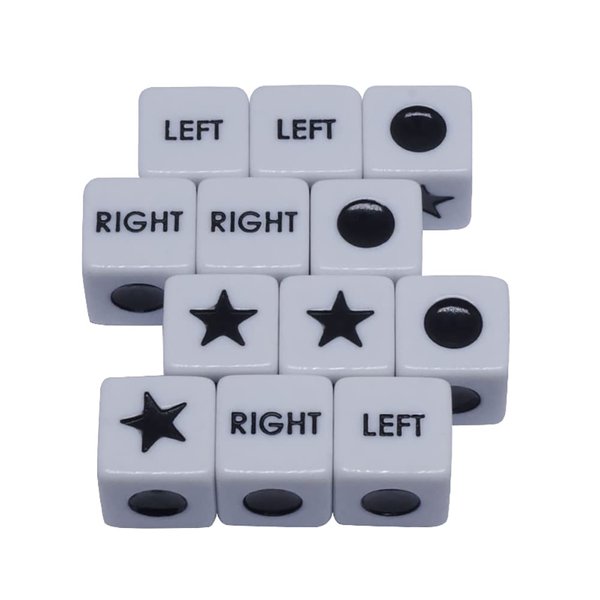 ccHuDE 12 Pcs Left Right Center Dice Star Circle Left Right Dice LCR Game Dice for Left Right Center Only Board Games Accessories