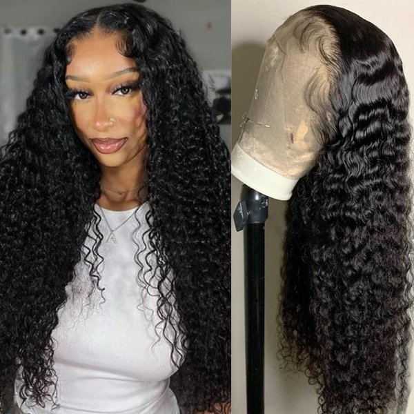 LICHANG 22 Inch Deep Wave Lace Front Wigs Human Hair 4x4 HD Lace Closure Wigs Human Hair 180% Density Deep Curly Lace Frontal Wig Human Hair Pre Plucked with Baby Hair for Black Women
