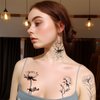 Flower Temporary Tattoos for Women 30 Sheets Black Realistic Floral Bouquet Temporary Tattoos for Girls Tiny Fake Tattoo Stickers