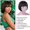 Grace Length Short Bob Wigs with Bangs Human Hair 10 Inch Straight Wig with Bangs 100% Brazilian Remy Human Hair Glueless Wig with Bang 150% Density Machine Made Wigs For Women Natural Black